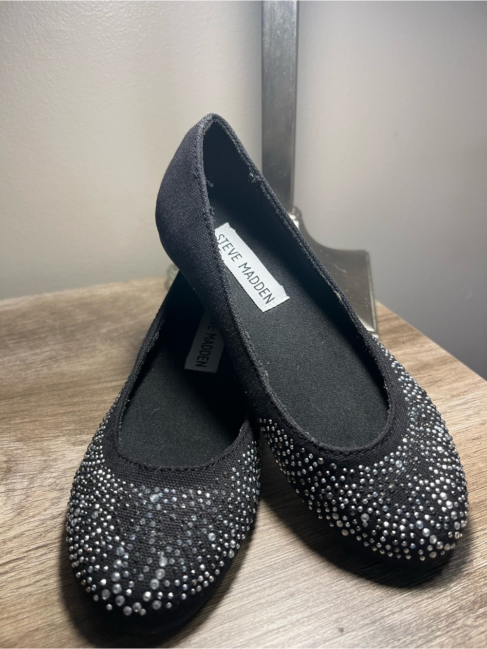 Steve Madden Black Rhinestone Ballet Flat —(stock 02) - Picture 3 of 6